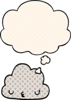 cute cartoon cloud with thought bubble in comic book style png