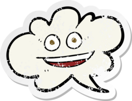 pegatina retro angustiada de una burbuja de habla de nube de dibujos animados con cara png