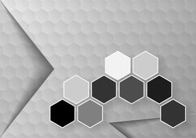 resumen 3d futurista blanco negro color antecedentes con hexágonos. superficie polígono modelo con lujo hexágono papel textura y futurista negocio. vector