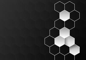 Abstract 3d futuristic black-white color background with hexagons. Surface polygon pattern with luxury hexagon paper texture and futuristic business. vector