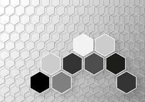 Abstract 3d futuristic black-white color background with hexagons. Surface polygon pattern with luxury hexagon paper texture and futuristic business. vector