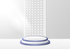 Abstract realistic 3D room white cylinder pedestal podium. Minimal scene and a round stage for product display and advertising. vector