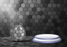 Abstract 3d futuristic black-white color background with hexagons. Surface polygon pattern with luxury hexagon paper texture and futuristic business. vector