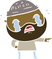 flat color style cartoon bearded man crying png