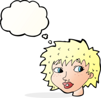 cartoon surprised woman with thought bubble png