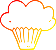 warm gradient line drawing of a cartoon cupcake png