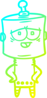 frío degradado línea dibujo de un dibujos animados robot png