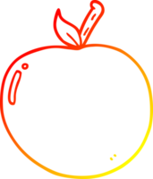 warm gradient line drawing of a cartoon apple png