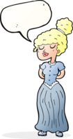 cartoon pretty victorian woman with speech bubble png