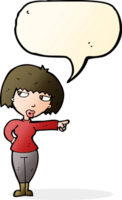 cartoon annoyed woman pointing with speech bubble png