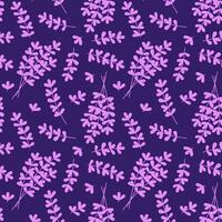 Lavender flowers silhouettes pattern. seamless background. Cute floral blossom pattern. vector