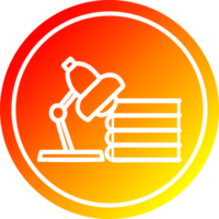 Lampe und Studie Bücher kreisförmig Symbol mit warm Gradient Fertig png