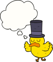 cartoon duck wearing top hat with thought bubble png