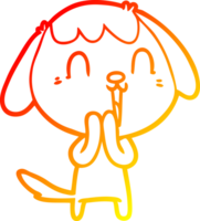 warm gradient line drawing of a cute cartoon dog png