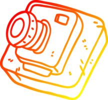 warm gradient line drawing of a cartoon old camera png