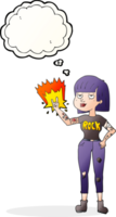 hand drawn thought bubble cartoon rock girl png