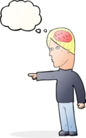 cartoon clever man pointing with thought bubble png