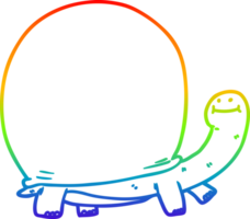 rainbow gradient line drawing of a cartoon tortoise png