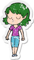 distressed sticker of a cartoon elf girl png