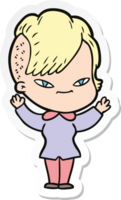 sticker of a cute cartoon girl with hipster haircut png