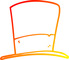 warm gradient line drawing of a cartoon top hat png