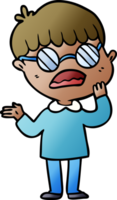 cartoon confused boy wearing spectacles png