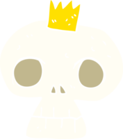 flat color illustration of skull with crown png