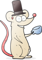 hand drawn cartoon mouse with teacup png