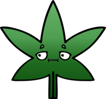 Gradient schattiert Karikatur von ein Marihuana Blatt png