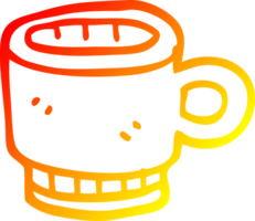 warm gradient line drawing of a cartoon coffee mug png