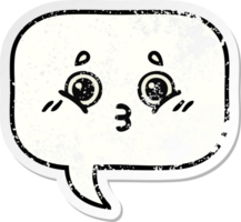 distressed sticker of a cute cartoon speech bubble png