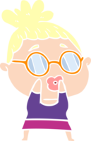 flache farbe karikaturfrau mit brille png