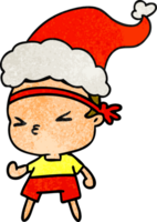 hand drawn christmas textured cartoon of kawaii boy png