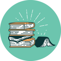 icon of a tattoo style stack of books png