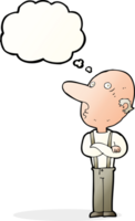 cartoon old man with folded arms with thought bubble png