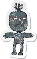 adesivo retrô angustiado de um robô de desenho animado png