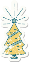 bärs gammal klistermärke av en tatuering stil jul träd med stjärna png