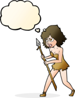 cartoon cave girl with thought bubble png