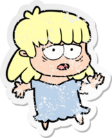 pegatina angustiada de una mujer cansada de dibujos animados png