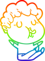 rainbow gradient line drawing of a cartoon man singing png