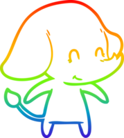 arco iris degradado línea dibujo de un linda dibujos animados elefante png