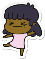sticker of a cartoon angry girl png