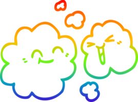 arco iris degradado línea dibujo de un dibujos animados de contento gris fumar png
