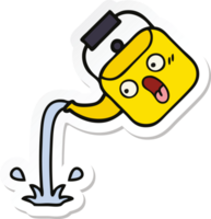 sticker of a cute cartoon pouring kettle png