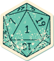 estilo de tatuaje retro natural 1 tirada de dados d20 png