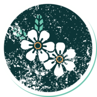 iconic distressed sticker tattoo style image of a flower png