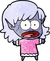 niña elfa sorprendida de dibujos animados png