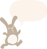 dessin animé lapin avec discours bulle dans rétro style png