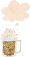 tecknad serie öl med trodde bubbla i grunge bedrövad retro texturerad stil png