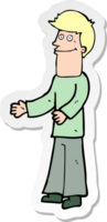 sticker of a cartoon man shrugging shoulders png